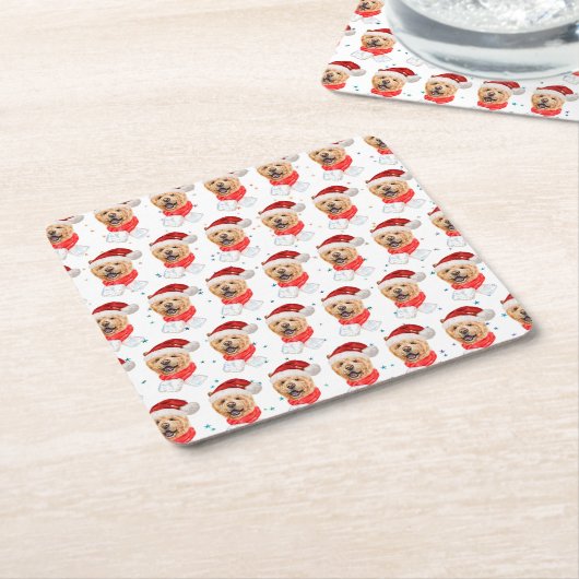 Niedlich Chow Chow Dog Weihnachtsmuster Rechteckiger Pappuntersetzer (angewinkelt)