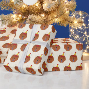 Niedlich Chow Chow mit einem Weihnachtsmannmütze Geschenkpapier