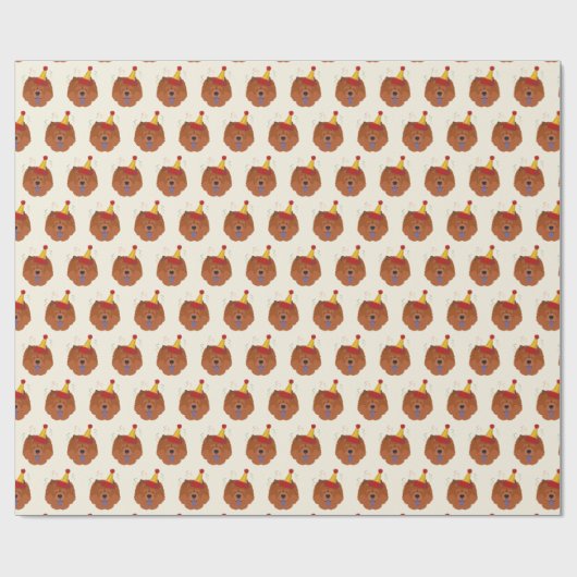 Niedlich Chow Chow mit einem Weihnachtsmannmütze M Geschenkpapier (Flach)