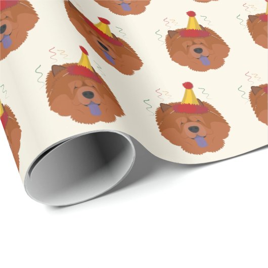 Niedlich Chow Chow mit einem Weihnachtsmannmütze M Geschenkpapier (Rolleneckpunkt)