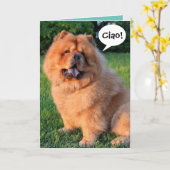 Niedlich Chow Chow Sprichwort "Ciao!"Grußkarte Karte (Gelbe Blume)
