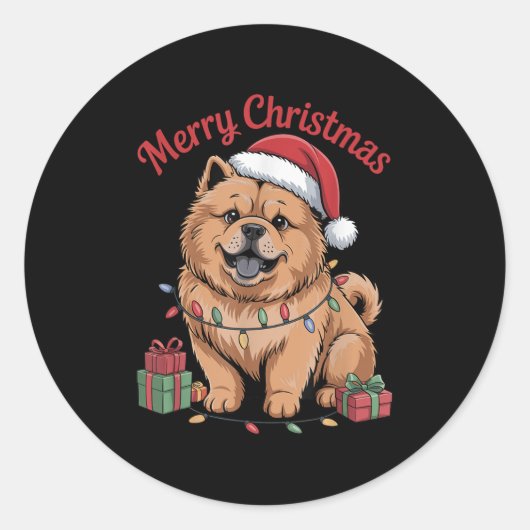 Niedlich Chow Chow Weihnachten Weihnachten Weihnac Runder Aufkleber (Vorderseite)