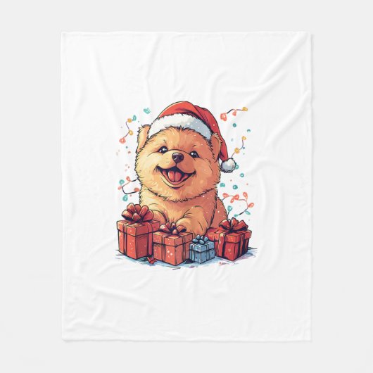 Niedlich Chow Chow Weihnachtsmannmütze Weihnachten Fleecedecke (Vorderseite)