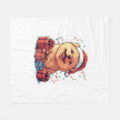 Niedlich Chow Chow Weihnachtsmannmütze Weihnachten Fleecedecke (Vorderseite (Horizontal))
