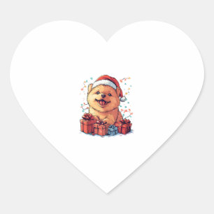 Niedlich Chow Chow Weihnachtsmannmütze Weihnachten Herz-Aufkleber