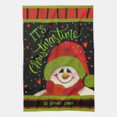 Niedlich Christmastime Snowman Red Green Personali Geschirrtuch (Vertikal)
