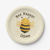 Niedlich Chubby Bumblebee "Bee Happy" Pappteller (Vorderseite)