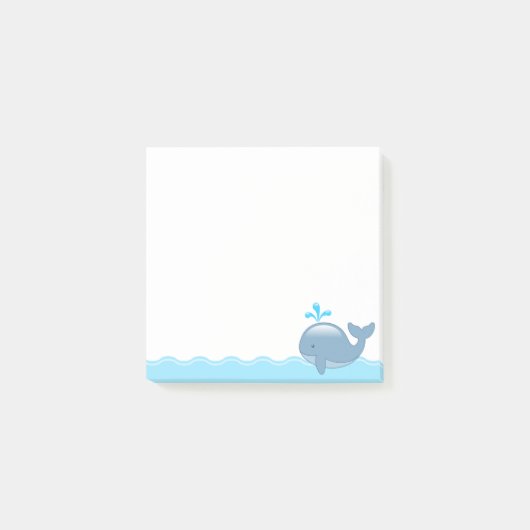 Niedlich Chubby Cartoon Whale Post-it Klebezettel (Vorderseite)