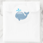 Niedlich Chubby Cartoon Whale Runder Aufkleber (Tasche)