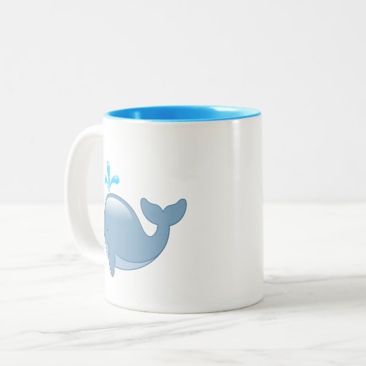 Niedlich Chubby Cartoon Whale Zweifarbige Tasse (Vorderseite Links)