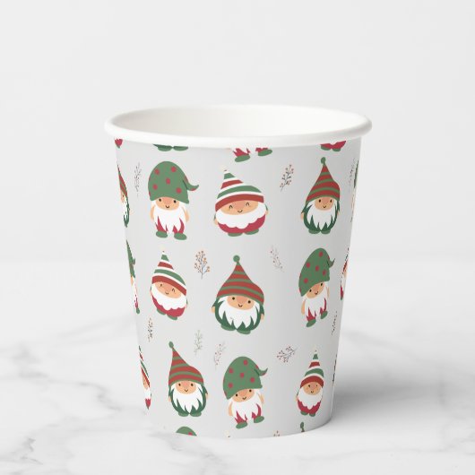 Niedlich Chubby Christmas Elves Pattern Pappbecher (Rückseite)