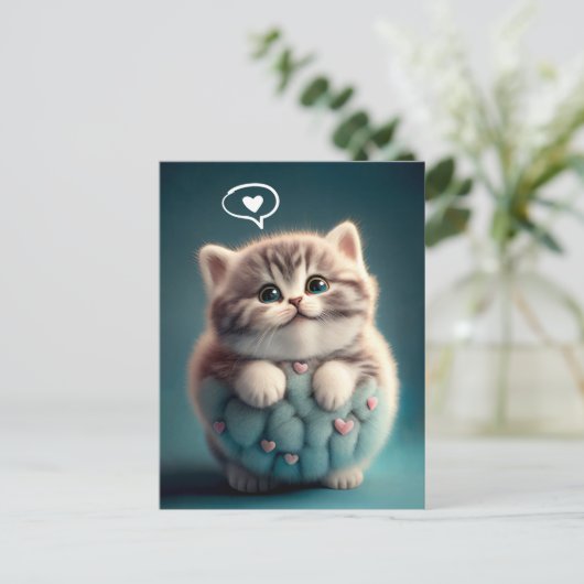 Niedlich Chubby Kitten Lieben Sie Postkarte (Stehend Vorderseite)