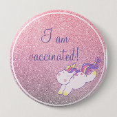 Niedlich Chubby Unicorn Rosa Glitzer I Bin geimpft Button (Vorderseite)