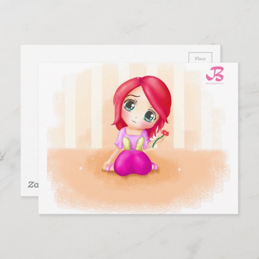 Niedlich Cindy Anime Manga Chibi farbenfroh Postkarte (Vorne/Hinten)