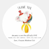 Niedlich Circus Elephant Gastgeschenk Vielen Dank Runder Aufkleber (Vorderseite)