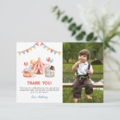 Niedlich Circus Karneval Fiesta 1. Geburtstag Viel Dankeskarte (Stehend Vorderseite)