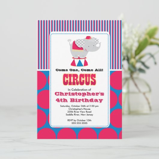 NIEDLICH Circus Kindergeburtstag Party Einladung (Stehend Vorderseite)