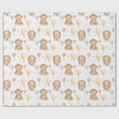 Niedlich Circus Lions Balloons Pattern Baby Dusche Geschenkpapier (Flach)