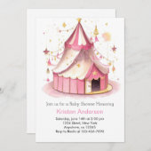 Niedlich Circus Magic Pink Girl Baby Dusche Einladung (Vorne/Hinten)