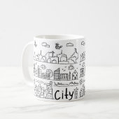 Niedlich City Doodle Kaffeetasse (Vorderseite Links)