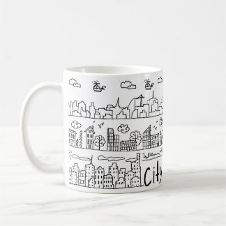 Niedlich City Doodle Kaffeetasse