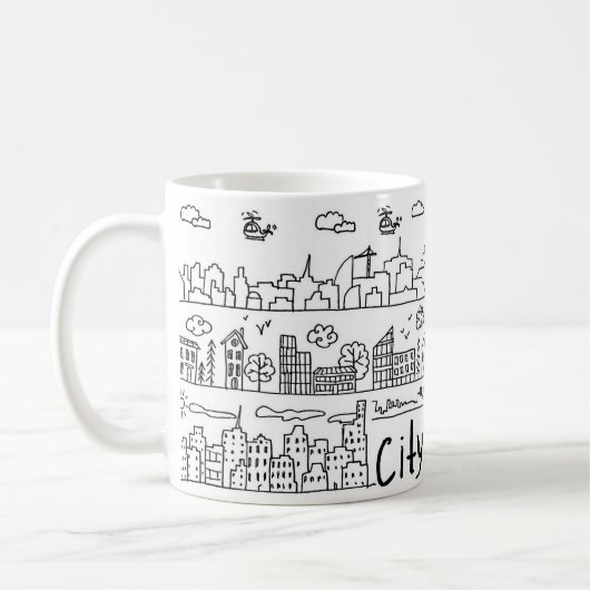 Niedlich City Doodle Kaffeetasse (Links)