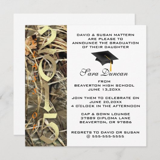 Niedlich Classic Camouflage Elegant 2015 Abschluss Einladung (Vorne/Hinten)