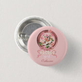 Niedlich Classic Pink Rokoko Girl Rose Schuhname Button (Vorne & Hinten)