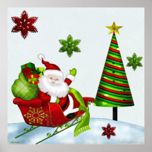 Niedlich Classic Santa Whimsey Poster