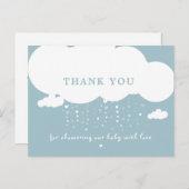 Niedlich Cloud Rain Hearts Baby Dusche Vielen Dank Postkarte (Vorne/Hinten)