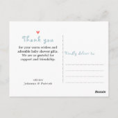 Niedlich Cloud Rain Hearts Baby Dusche Vielen Dank Postkarte (Rückseite)