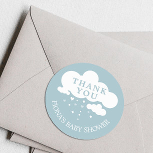 Niedlich Cloud Rain Hearts Baby Dusche Vielen Dank Runder Aufkleber