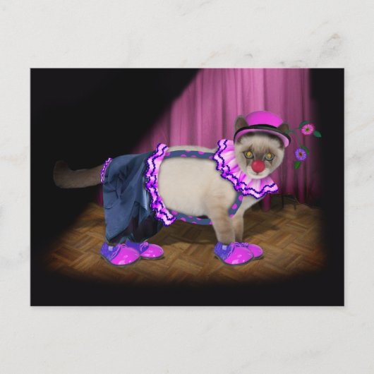 Niedlich Clown Kitty Postkarte (Vorderseite)