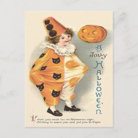 Niedlich Clown Kürbislaterne Pumpkin Postkarte (Vorderseite)
