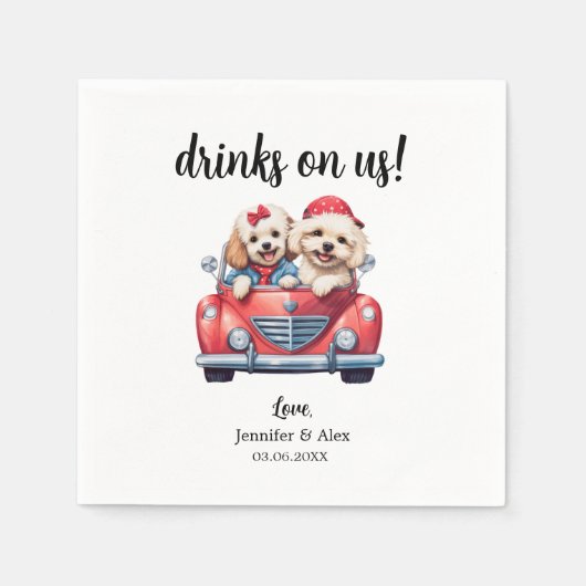 Niedlich Cockapoo Doodle Dog Hochzeitscocktail nac Serviette (Vorderseite)