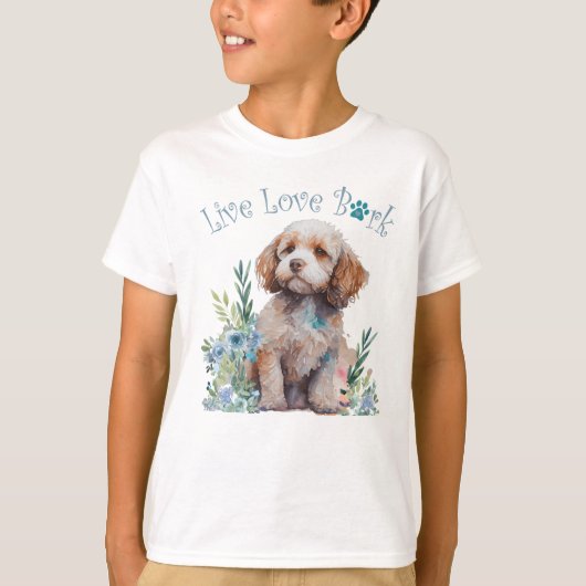 Niedlich Cockapoo Hund floral T-Shirt (Vorderseite)