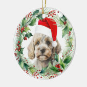Niedlich Cockapoo Welppy Holly Wreath Weihnachten Keramik Ornament (Links)