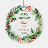 Niedlich Cockapoo Welppy Holly Wreath Weihnachten Keramik Ornament (Hinten)