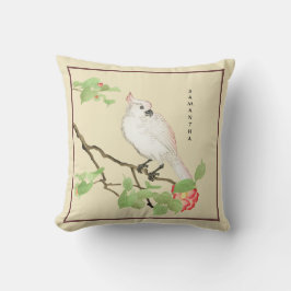 Niedlich Cockatoo Vintag Japanisch Kamelien Pillow Kissen