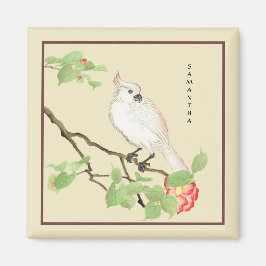 Niedlich Cockatoo Vintages japanisches Kamelien-Ma Magnet