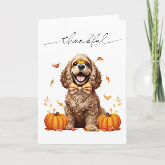 Niedlich Cocker Spaniel Herbstlaubs Pumpkins Karte