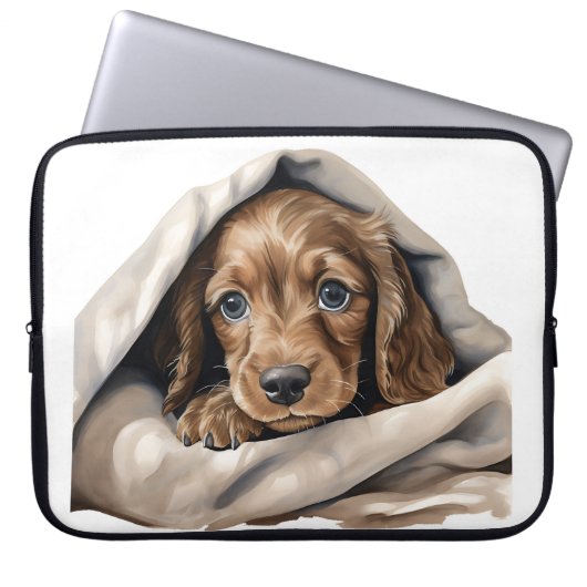 NIEDLICH COCKER SPANIEL PUPPEN IN BLANKET LAPTOPSCHUTZHÜLLE (Vorderseite)