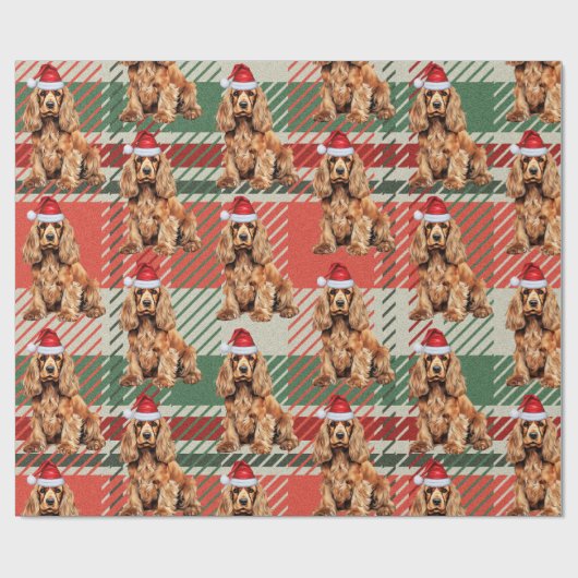 Niedlich Cocker Spaniel Spaß Hund über Weihnachten Geschenkpapier (Flach)
