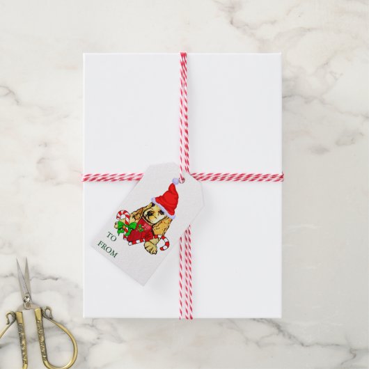 Niedlich Cocker Spaniel Weihnachtsgeschenke Tags Geschenkanhänger (Mit Garn)
