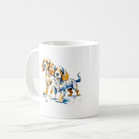 Niedlich Cocker Spanierwelpen Hundefreund Kaffeetasse (Vorderseite Links)