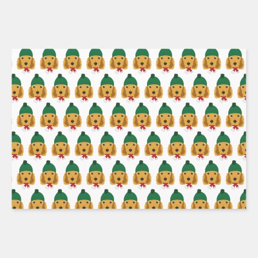 Niedlich Cocker Spanisch & Red Strip Weihnachten Geschenkpapier Set (Vorderseite)