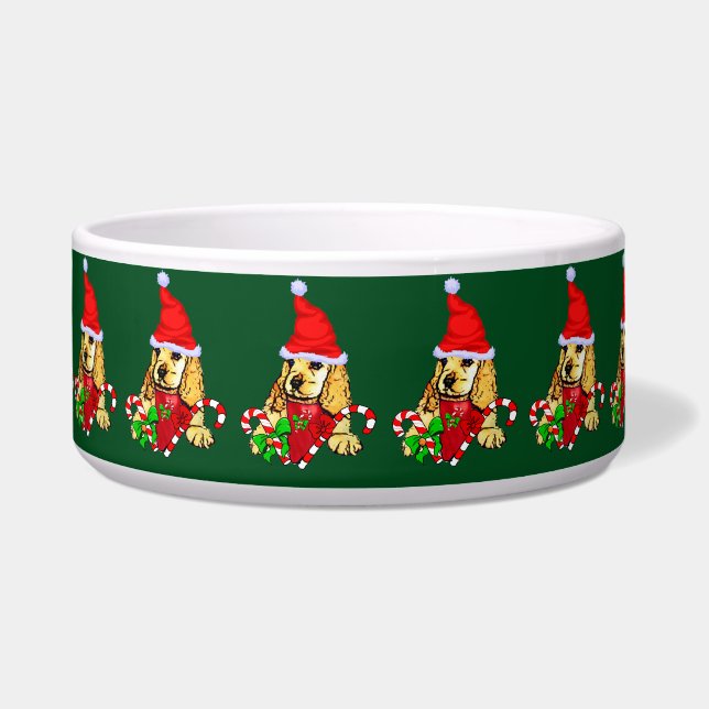 Niedlich Cocker Spanisch Welpe Weihnachten Napf (Vorderseite)