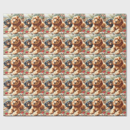 Niedlich Cocker Spanischmalerei Geschenkpapier (Flach)