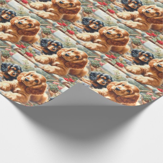 Niedlich Cocker Spanischmalerei Geschenkpapier (Ecke)