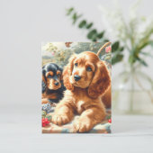 Niedlich Cocker Spanischmalerei Postkarte (Stehend Vorderseite)